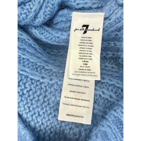 7 For All Mankind Blue Cable Knit Wool/Mohair Blend Sweater Size XS NWT!!! - Picture 4 of 6